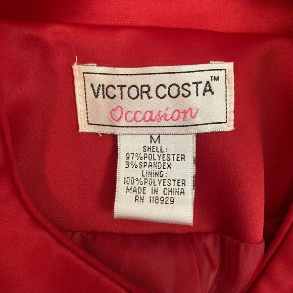 Victor Costa Jacket Blazer Womens Sz M Red Satin Stretch Button Hook Eye - Picture 6 of 9